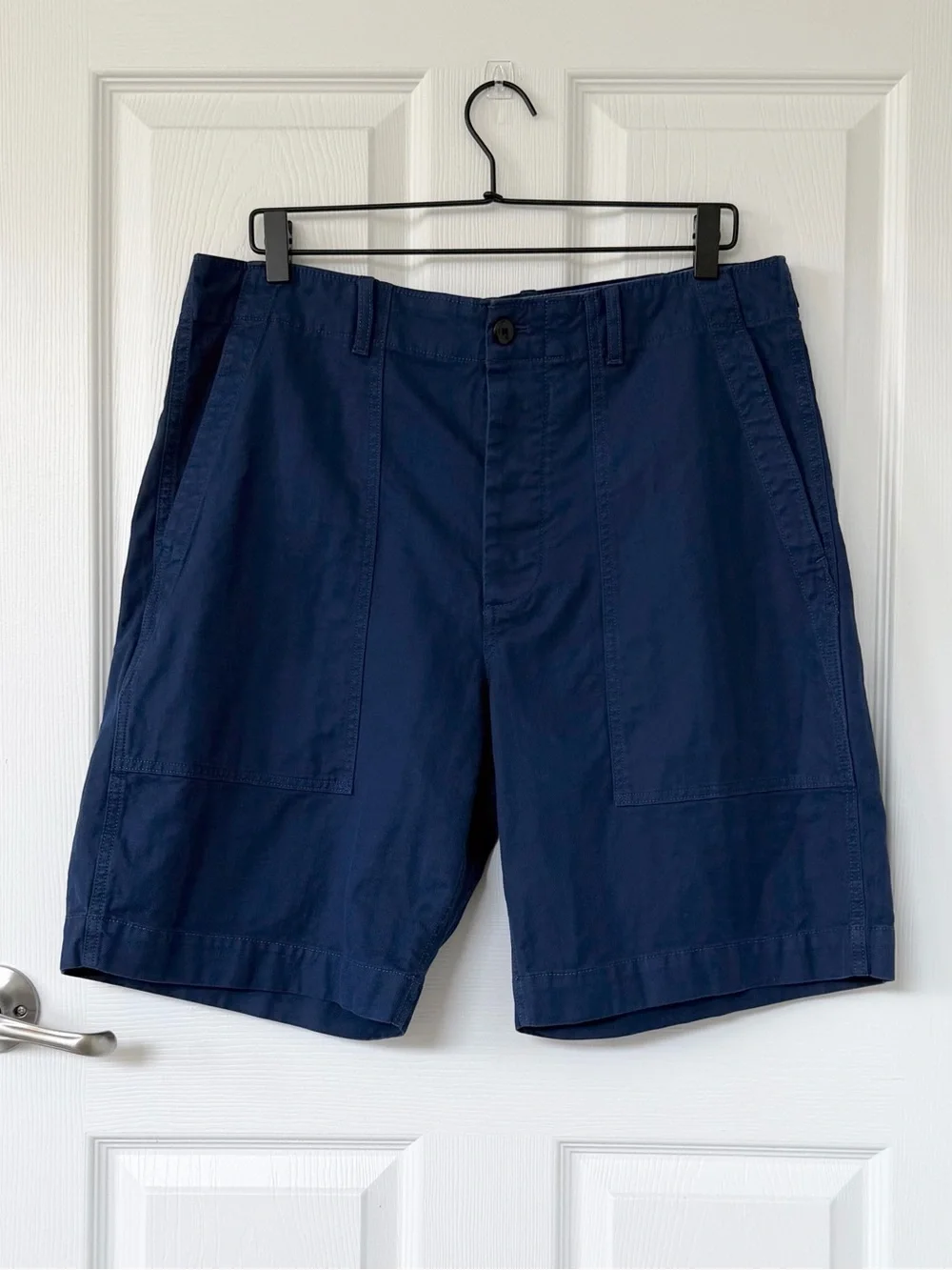 Banana Republic Blue Cotton Linen Blend Patch Pocket Utility Shorts Heritage